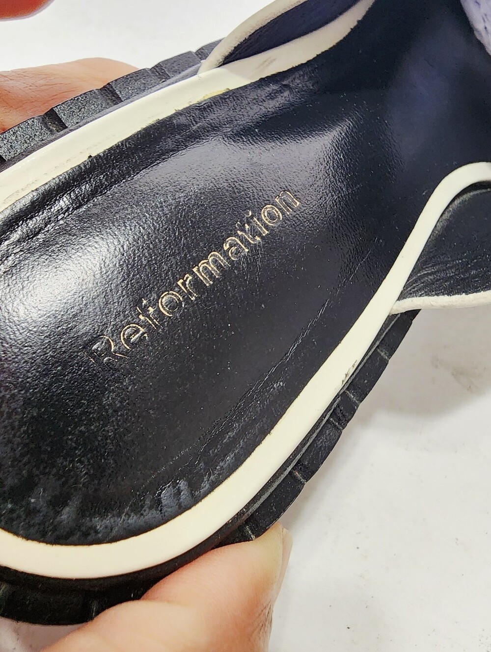 Reformation Angie White Penny Loafers with Black Sole Size 5.5 - Picture 6 of 11